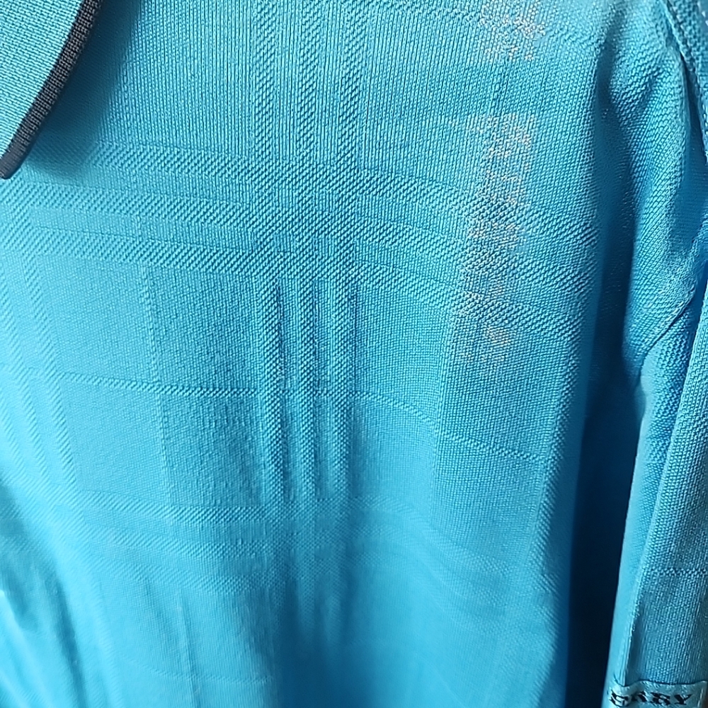 Burberry Ocean Blue Check Long Sleeve Polo Shirt - Picture 2 of 16